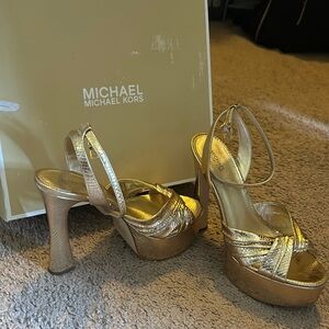Gold Michael Kors platform sandals